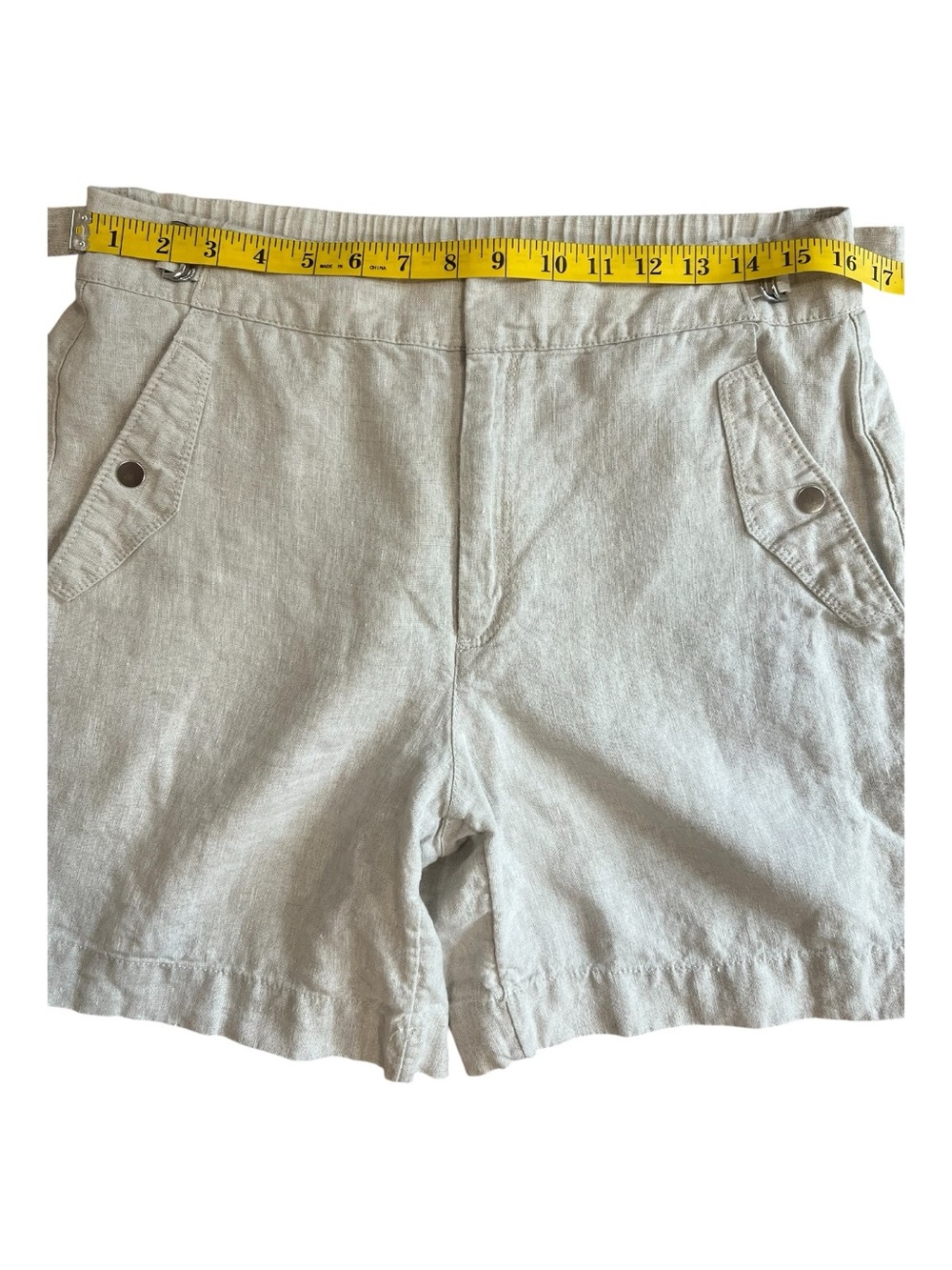 ATHLETA Bermuda Beige 100% Linen Shorts Size 12 Women NWOT - Picture 5 of 10